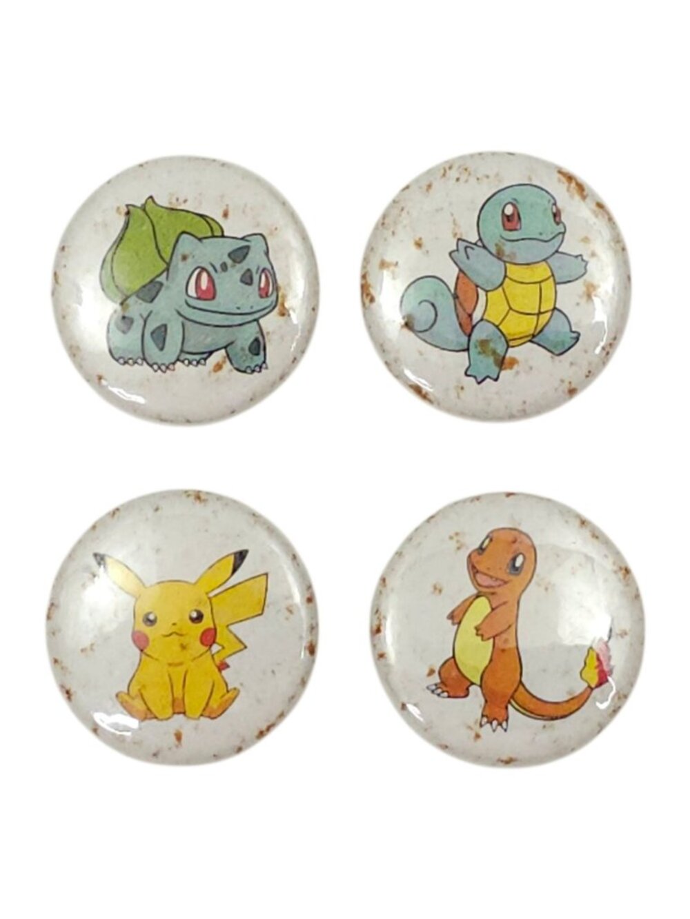 Pokemon Pinback Button Set Pikachu Bulbasaur Charmander Squirtle Vintage Pins